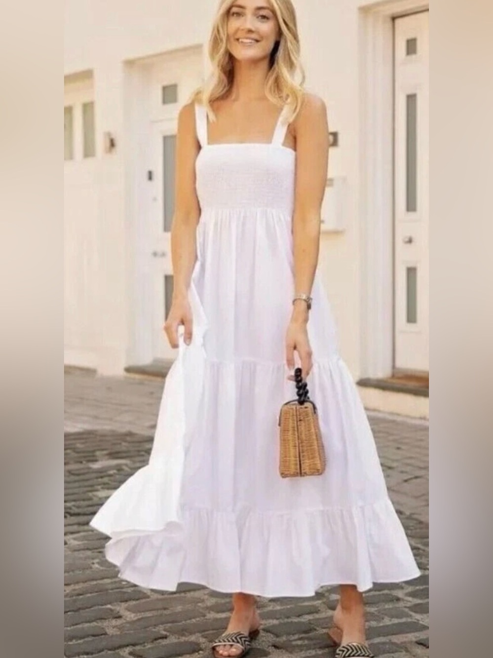 Zara White Tiered Maxi Dress-Skirt